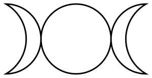 The Triple Goddess (or triple moon) representing the waxing, full, and waning phases of the moon.
